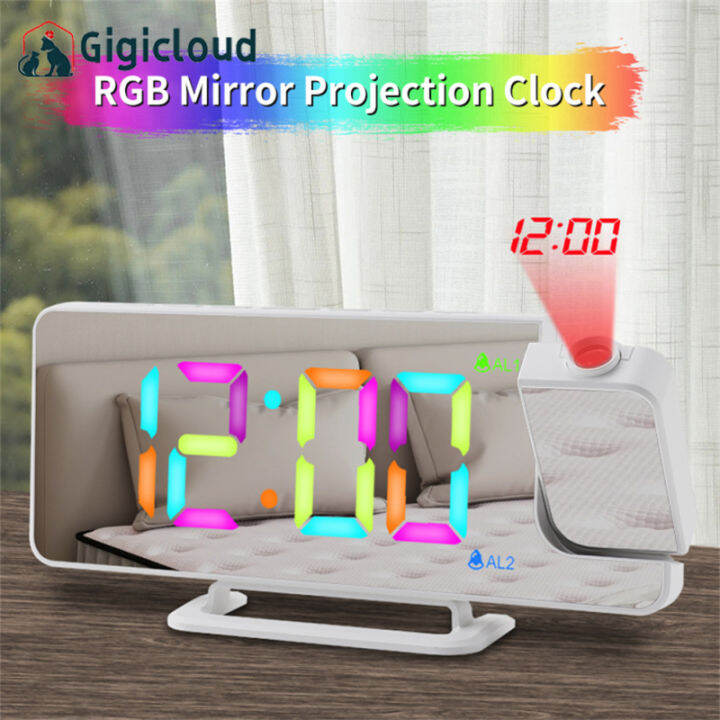 Gigicloud Projection Alarm Clock With 180° Rotatable Projector 6 Levels