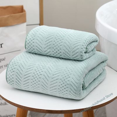 【CC】 Large coral calf bath towel with high-quality trim a set of 2 pieces thick and soft beach towel water absorption