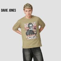 DAVIE JONES เสื้อยืดโอเวอร์ไซซ์ พิมพ์ลาย สีกากี Graphic Print Oversized T-Shirt in  khaki WA0125KH