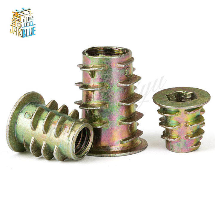 jie-yuan-10-20-30-50pcs-m4-m5-m6-m8สังกะสีอัลลอยด์สำหรับใส่ไม้-nut-flanged-hex-หัวถั่วเฟอร์นิเจอร์