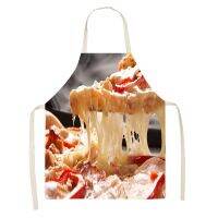 Creative Restaurant Kitchen Pizza Hamburger Pattern Print Kitchen Sleeveless Apron Home Cooking Accessories Cleaning Anti-dirty Aprons