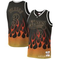 【Feb】 New NBA Jersey Philadelphia 76Ers 3 Allen Iverson Season 2021 Flame Version Nice Basketball Sports