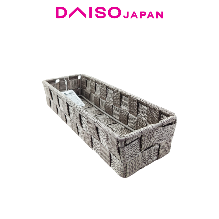 Daiso Stackable Woven Cutlery Basket in Gray Beige Lazada PH