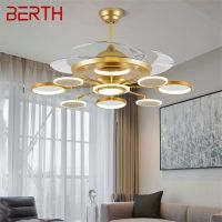 BERTH Ceiling Fan Lights Lamps Remote Control Without Blade Modern Gold LED For Home Dining Room Restaurant Exhaust Fans