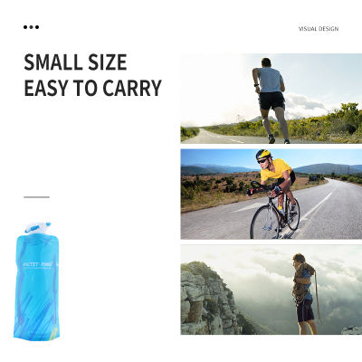 Foldable Water Bag PE Sports Water Bottle Portable Soft Flask Squeeze Outdoor Hiking Camping Cycling Drinking Water Bag 700ml