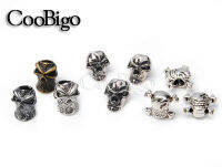 5Pcs ลูกปัดโลหะ Ninja Pirate Skull Beading Paracord สร้อยข้อมือ Lanyard กระเป๋าซิปดึง Decor DIY Craft อุปกรณ์เสริม Big Hole