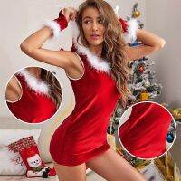 ZZOOI Women Christmas Lingerie Sets  Babydoll Furry Nightdress Thong Underwear Set Sexy Babydoll Costumes Nightrobe