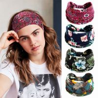 【YF】 2022 New Bohemian Bandanas Elastic Hair Bands Yoga Headband Women Headwear Print Vintage Cross Unisex Fashion Accessories