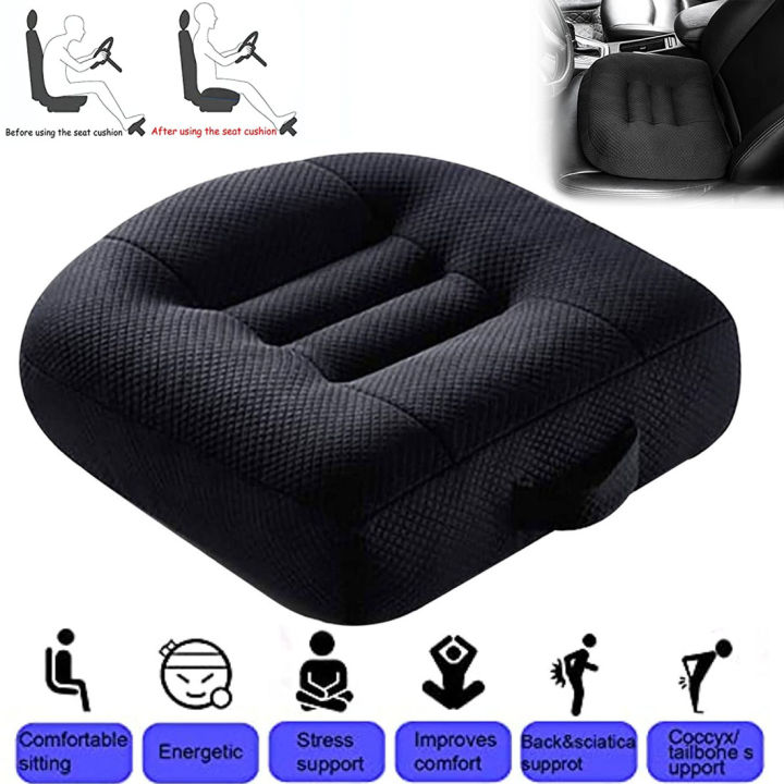 Adult/Driver Car Booster Seat for Visibility - Soft Comfortable Black Poly  Cover