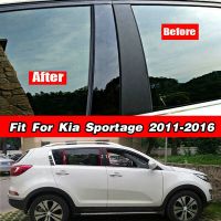 สำหรับ Kia Sportage 2011 2012 2013 2014 2016 2015ประตูหน้าต่างรถเสาสติกเกอร์แผ่นครอบภายนอกอุปกรณ์เสริม