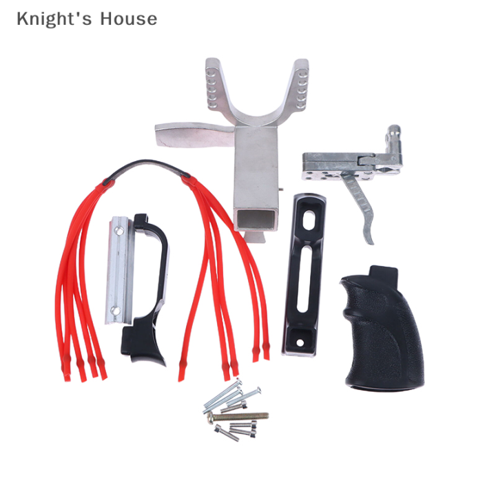 knights-house-เครื่องหนังสติ๊กสแตนเลสชิ้นส่วนหนังสติ๊กก้านยาวเข็มขัดยางทริกเกอร์อุปกรณ์ล่าสัตว์