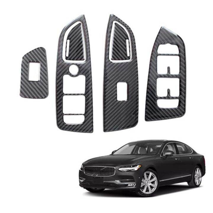 carbon-fiber-window-glass-lift-button-trim-switch-cover-door-armrest-panel-sticker-for-volvo-s90-s90l-2017-2019-lhd-accessories-kits