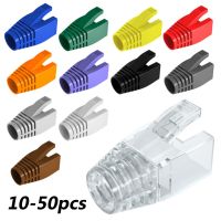 10-50PC RJ45 Caps Cat6a Cat7 RJ45 Network Ethernet Cable Connectors Cover Cat 7 Colorful TPU Boots Sheath Protective Sleeve Cables