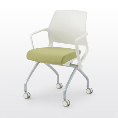 modernform เก้าอี้อเนกประสงค์ รุ่น U40 ขาเหล็ก 4 แฉก มีล้อ พนักขาว เบาะหุ้มผ้าสีเขียว