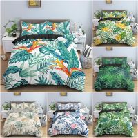 23Pcs Tropical Plant Duvet Cover Set Floral Leaves Bedding Set Quilt Cover for Bedroom Decor King Queen Full Bedclothes