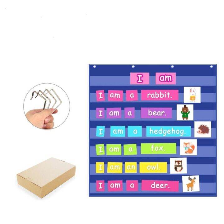 YAN51884 Large Standard Pocket Chart Blue Homeschool Teaching Supplies