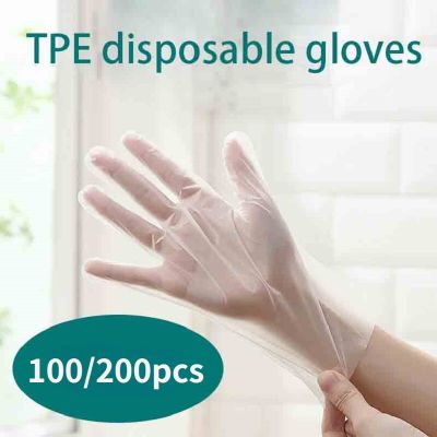 For Hairdressing Clean Work Gloves Rubber Gloves 100 Pcs Transparent Vinyl TPE Gloves Latex-free Gloves for Laboratory Work Safety Gloves