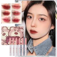 6 Pcs Strawberry Bear Lip Mud Suit Long Lasting Never Lipstick Fading Velvet Mist Matte Lipstick Set H1N6