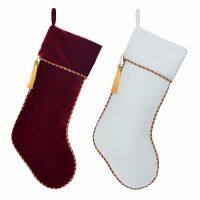 New arrvial Set of 2 pcs White &amp; Red Velvet Stocking with tassel decoration Socks Christmas stocking