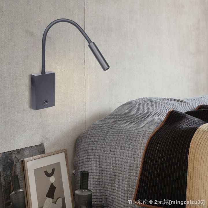 hyfvbujh-bedside-reading-gooseneck-book-lamp-wall-mount-headboard-with-plug-and-on-off