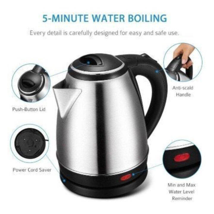 UNOTREZ 2L Stainless Steel Electric Kettle / Portable Heating Water