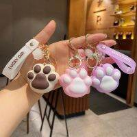 Cute Cartoon Silicone Dog Cat Paw Keychain Girls School Bag Handbag Decor Animal Claws Keyring Fashion Women Jewelry Gift 2022 Key Chains