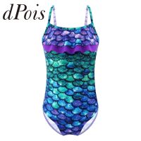 ❣♟ Kids Teens Girls Ruffled Swimwear One piece Jumpsuit Fish Scales Horse Printed Swimsuits Bodysuit Children Swimming Bathing Suit