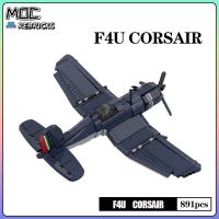 MOC สงครามทหาร F4U เครื่องบินรบเรือโจรสลัดบล็อคก่อสร้างของเล่น DIY แบบอิฐสำหรับของขวัญคริสต์มาสเด็ก