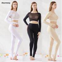 Azureway Ladies Cooling Underwear Cropped Tops Ice Silk Sunscreen Golf Shirts Girls Skinny Sexy Pants Elastic Leggings Stockings Sports Clothing Sets