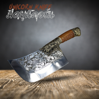 Unicorn Knife มีดยูนิคอร์น มีดสับกระดูก มีดปังตอ ด้ามไม้แท้ ออกแบบเอกลักษณ์ ลวดลายยูนิคอร์น สไตล์มังกร เสริมบารมี ร่ำรวย