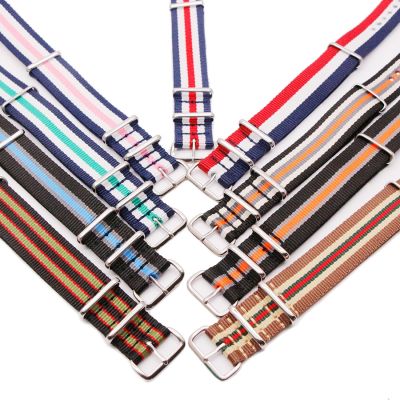 Watch Band 18MM 20MM 22MM 24MM for NATO Style Wristband Durable Nylon Striped Strap Compatible with Sport Casual Watch Bracelet Straps