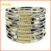 OSIDE 9pcs/set กลิตเตอร์ ชุดกำไลข้อมือ นุ่มนุ่มๆ เจลลี่เต็มรูปแบบ กำไลข้อมือซิลิโคน ของขวัญสำหรับเด็ก ผงสีทอง กำไลข้อมือพระพุทธเจ้า สาวๆ