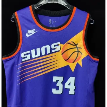 NBA Suns 34 Charles Barkley Purple Hardwood Classics Men Jersey