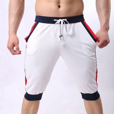 กางเกงซับเหงื่อของผู้ชายกางเกงเกาหลี7นาทีแฟชั่นลำลองสลิมฟิตกางเกงฤดูร้อนบาง Feibi