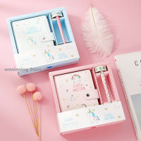 Cute Unicorn Password Diary Notebook for Girls Gift Package Planner with Code Thick Note Book for Girls Korean Stationery