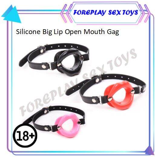 【ready Stock】pu Leather Band Ball Silicone Big Lip Open Mouth Gag