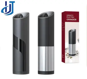 Dropship Gravity Electric Pepper And Salt Grinder Set; Adjustable  Coarseness; Battery Powered With LED Light; One Hand Automatic Operation;  Stainless Steel Black; 2 Pack to Sell Online at a Lower Price