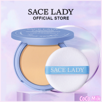 Coco Milk SACE แป้งสำหรับผู้หญิงผิวด้านควบคุมความมันแป้งกันน้ำเครื่องสำอางแป้งทาหน้าการตั้งค่าไร้ที่ติติดทนนานพร้อมแป้งรองพื้นอัดแข็งกระจก