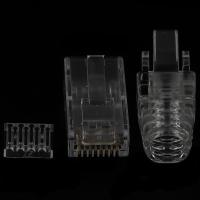 100Pcs RJ45 Connector UTP สาย Ethernet Jack 8P8C เครือข่าย CAT 6ปลั๊กแบบแยกส่วน6.5มม. RJ45 Caps