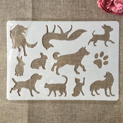 A4 29cm Animals Dog Cat Fox Rabbit DIY Layering Stencils Painting Scrapbook Coloring Embossing Album Decorative Paper Template