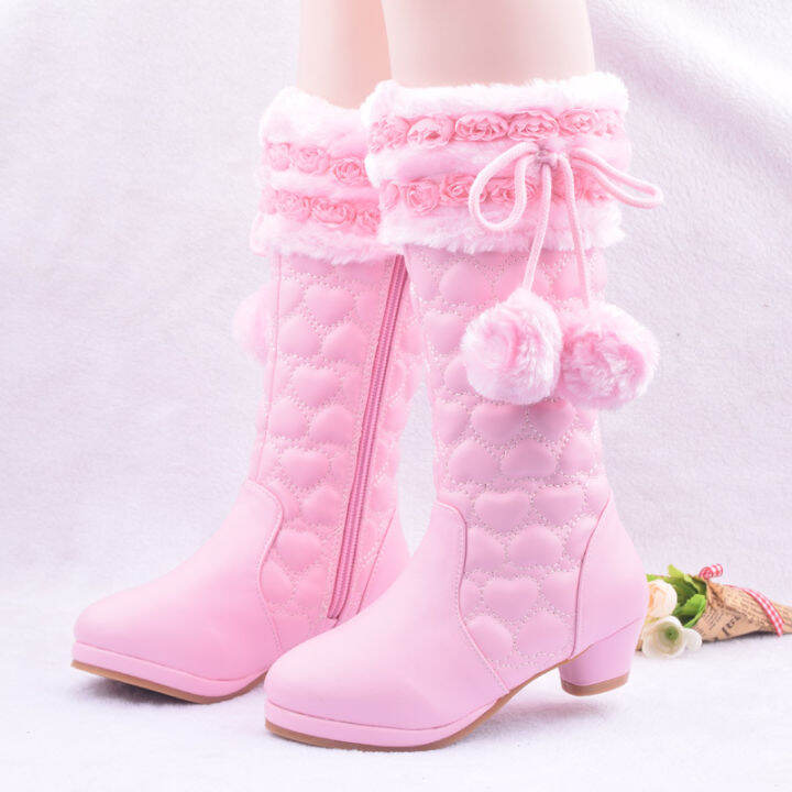 ulknn-winter-snow-boot-for-children-girls-high-heeled-princess-leather-footwear-cute-shoes-comfortable-velvet-warm-non-slip-zip