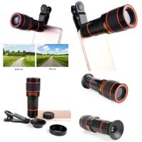 Universal 12X High Clarity Zoom Cellphone Mini Telescope Camera Lens Telephoto Smartphone External Mobile Phone Lens with Clip Smartphone Lenses