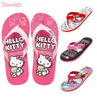 Sanrio Hello รองเท้าแตะ Kawaii หญิงฤดูร้อนรองเท้าแตะลำลองกลางแจ้งรองเท้าแตะชายหาดการ์ตูนรองเท้าแตะรองเท้าแตะนิ้วเท้าคลิป