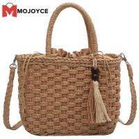 MOJOYCE Handwoven Straw กระเป๋าถือ Boho Summer Beach Women Crossbody Shopping Tote Bags