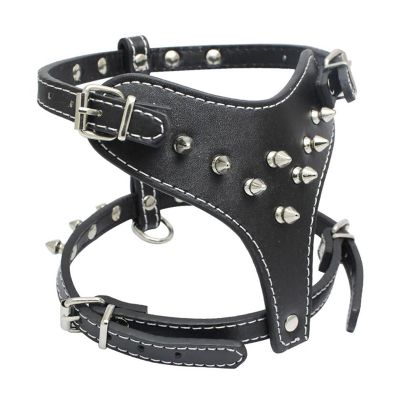 Pet Strap PU Leather Studded Rivet cool Safe Walking Collar Small Medium Dogs Vest Harness Strap Band Pet Supplies