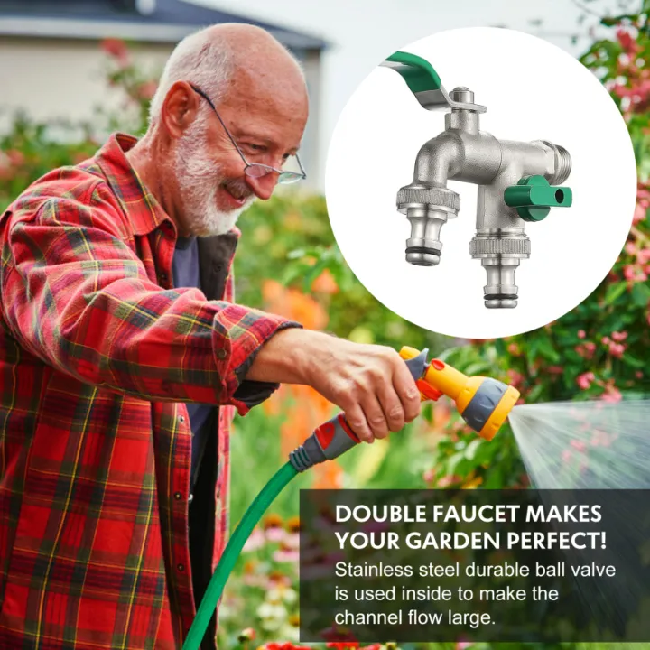 Double Faucet Garden Outlet Faucet Ball Valve 1/2 Inch Outdoor Faucet