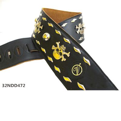 ‘【；】 YUEKO Metal Rock Front Leather Material 32NDD Series Soft And Durable Acoustic Guitar Strap With 10CM Skeleton Personality Widen