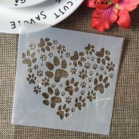 5 "Paw หัวใจรัก DIY Layering Stencils ภาพวาดสมุดภาพสี Embossing Album การ์ดกระดาษตกแต่งแม่แบบ-GHKUG STORE