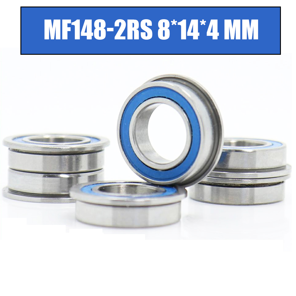 MF148-2RS 25 PCS 8x14x4 mm Black Metal Flanged Rubber Sealed Ball Bearing 