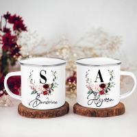 hotx【DT】 Personalized Mug Floral Initial Name Cup Custom NameTea Chocolate Bride Bridesmaid Day for